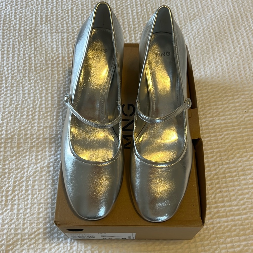 Silver Mary Jane Shoe size 8.5 US/EUR 39